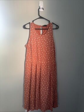 Lane Bryant Rust Polka Dot Sleeveless Midi Dress